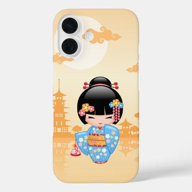 Maiko Kokeshi Doll Niedlich Japanisch Geisha Yello Case-Mate iPhone Hülle (Rückseite)