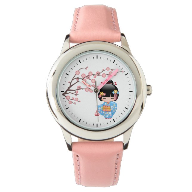 Maiko Kokeshi Doll - Niedliches japanisches Geisha Armbanduhr (Vorderseite)