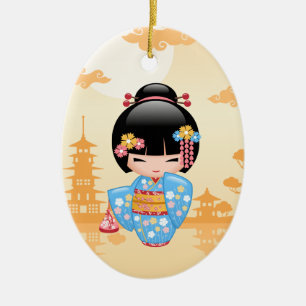 Maiko Kokeshi Doll - Niedliches japanisches Geisha Keramik Ornament