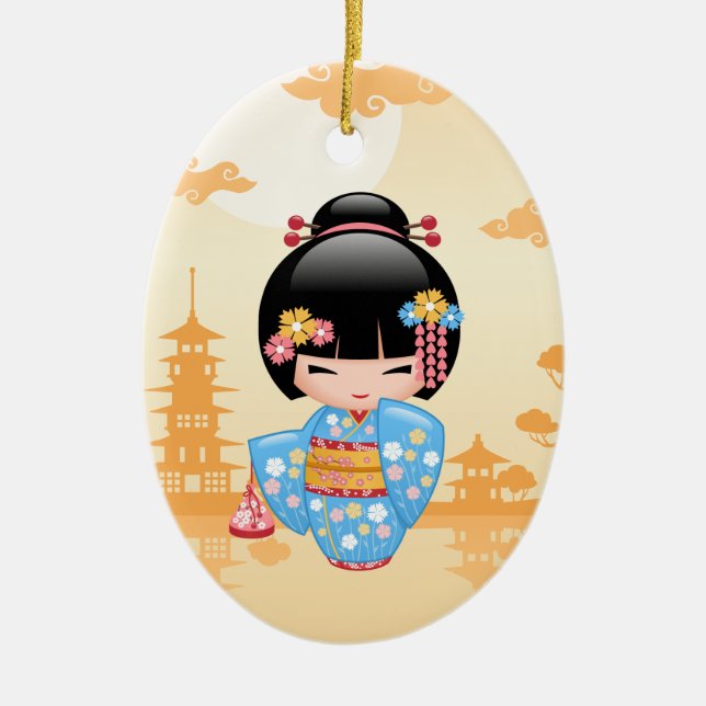 Maiko Kokeshi Doll - Niedliches japanisches Geisha Keramik Ornament (Vorne)