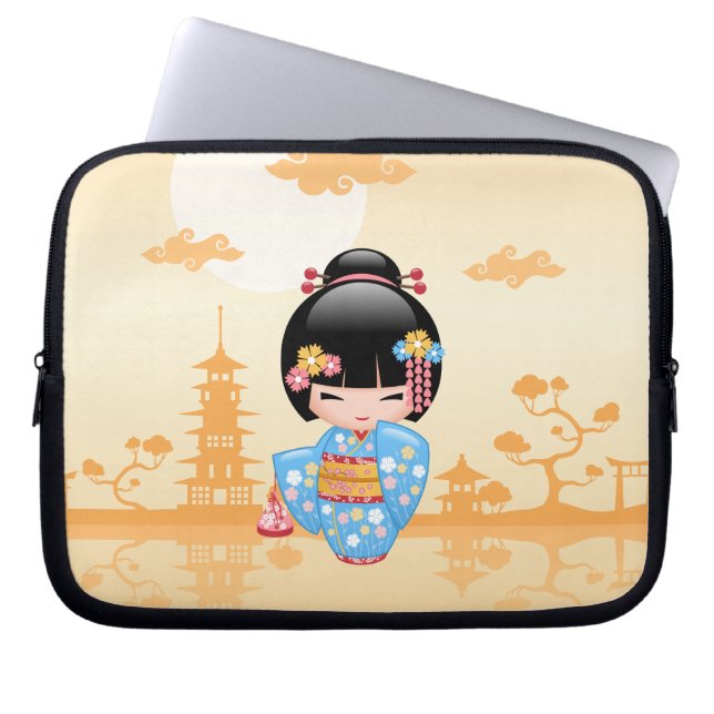 Maiko Kokeshi Doll - Niedliches japanisches Geisha Laptopschutzhülle (Vorderseite)