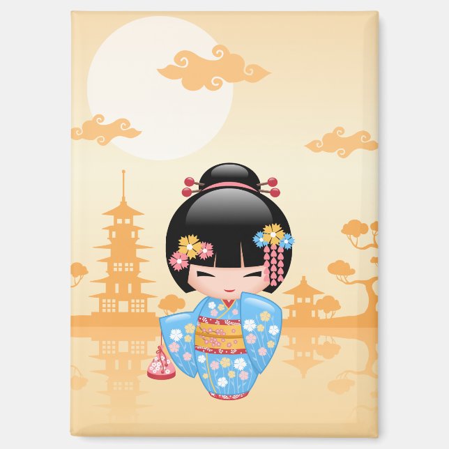 Maiko Kokeshi Doll - Niedliches japanisches Geisha Magnet (Vorderseite)