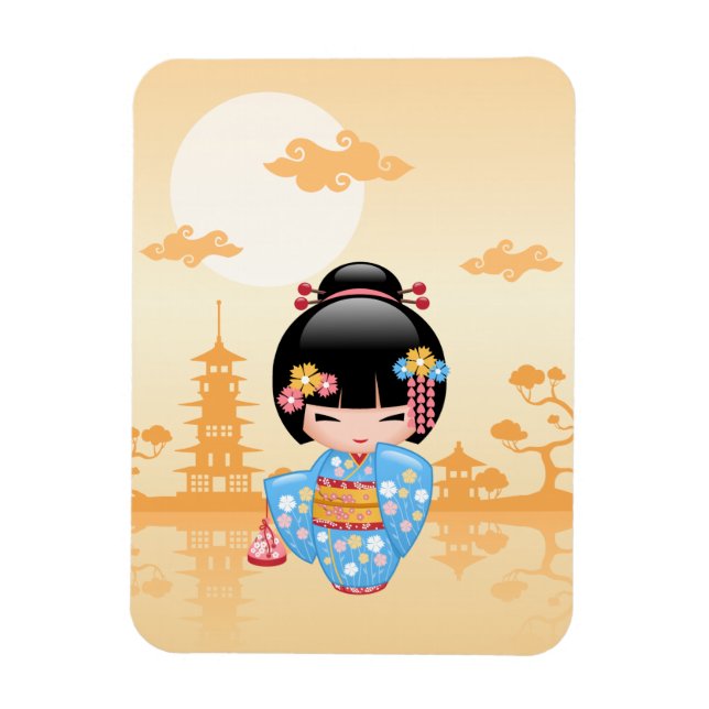 Maiko Kokeshi Doll - Niedliches japanisches Geisha Magnet (Vertikal)
