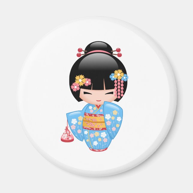 Maiko Kokeshi Doll - Niedliches japanisches Geisha Magnet (Vorne)