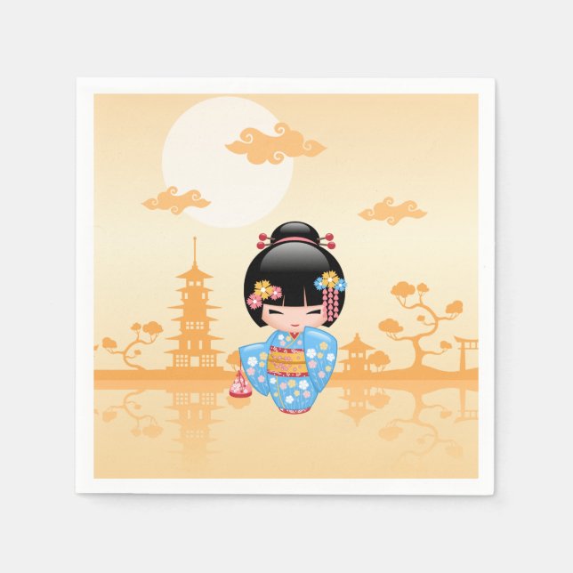 Maiko Kokeshi Doll - Niedliches japanisches Geisha Serviette (Vorderseite)