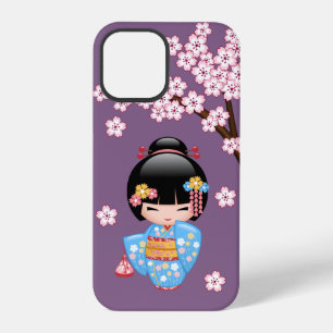 Maiko Kokeshi-Puppe - Geisha-Mädchen im blauen Kim iPhone 12 Pro Hülle