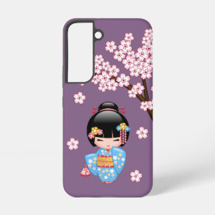 Maiko Kokeshi Puppe - Geisha-Mädchen im blauen Kim Samsung Galaxy Hülle