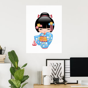 Maiko Kokeshi-Puppe - Süßes japanisches Geisha-Mäd Poster