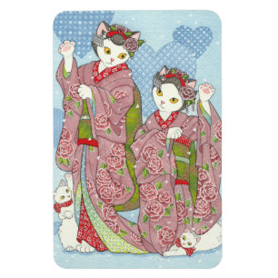 Maiko Maneki Neko viel Glückkimono-Katzen-Magnet Magnet