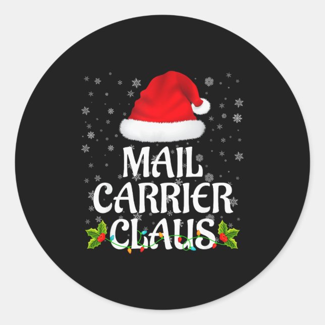 Mail Carrier Claus Christmas Lights Pajama Family  Runder Aufkleber (Vorderseite)