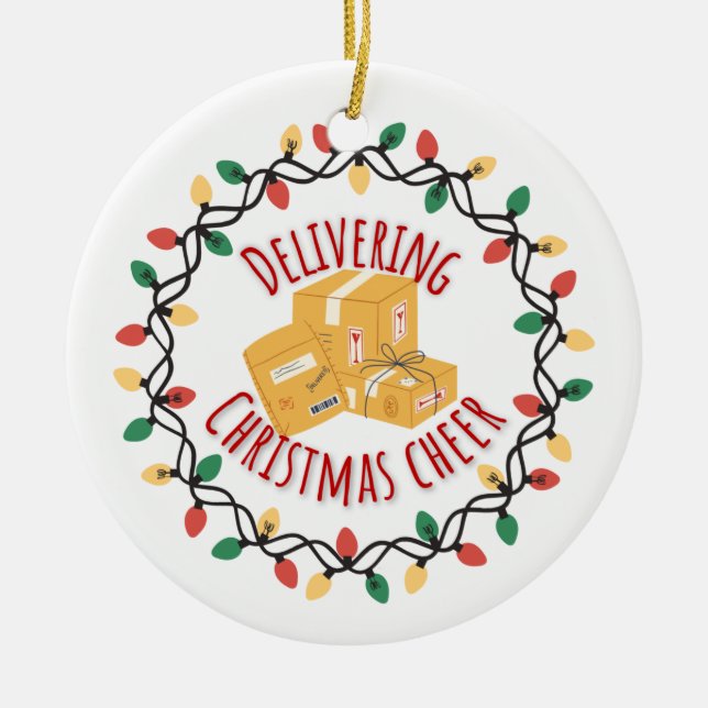 Mail Carrier Mailman UPS FedEx Weihnachten Keramik Ornament (Vorne)