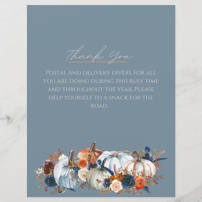 Mail Carrier, vielen Dank, Sign, Porch Décor, Fall (Vorderseite)