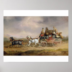 Mail Coaches on Road: The Louth-London Royal M Poster