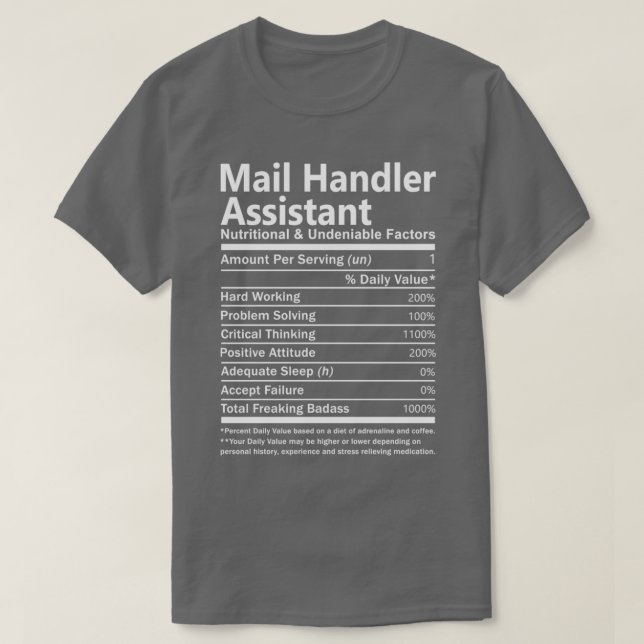 Mail Handler Assistant Nutrition und unbestritten T-Shirt (Design vorne)