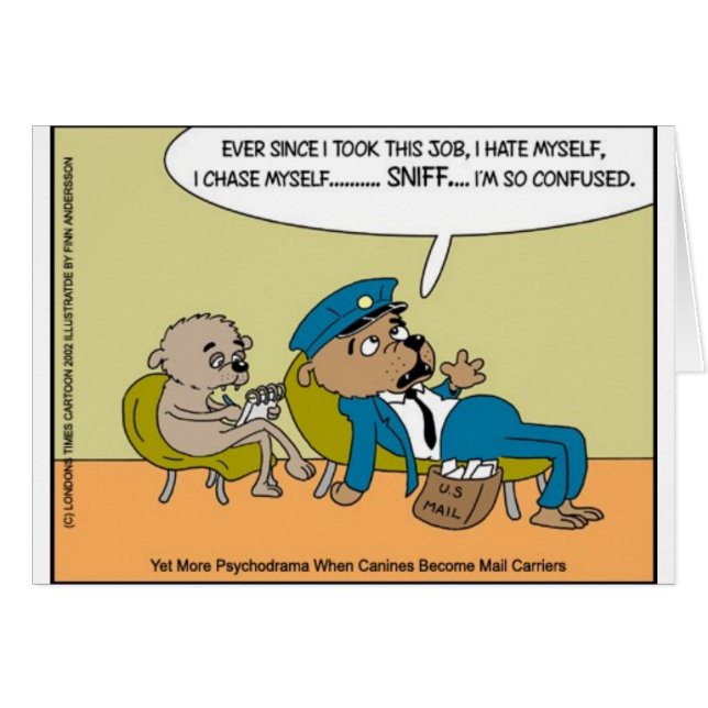 Mail Hund in Therapy Funny Offbeat Cartoon Geschen (Vorderseite (Horizontal))