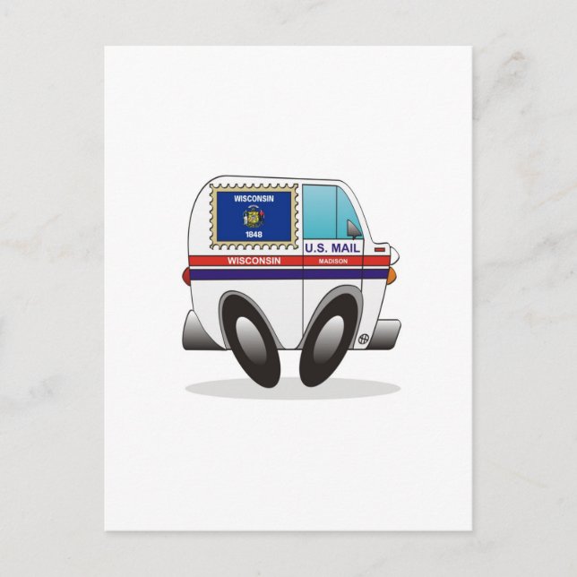 Mail Truck WISCONSIN Postkarte (Vorderseite)