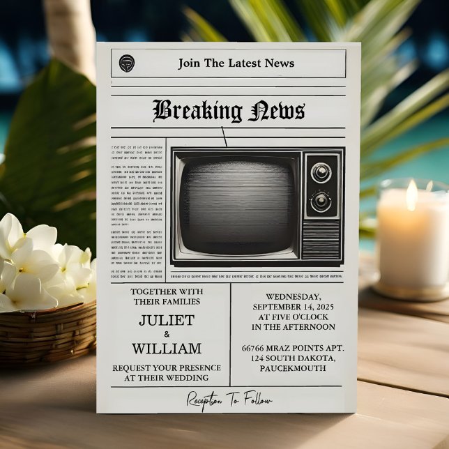 Mail Vintag Pays Old Retro Newspaper Wedding Einladung (Von Creator hochgeladen)