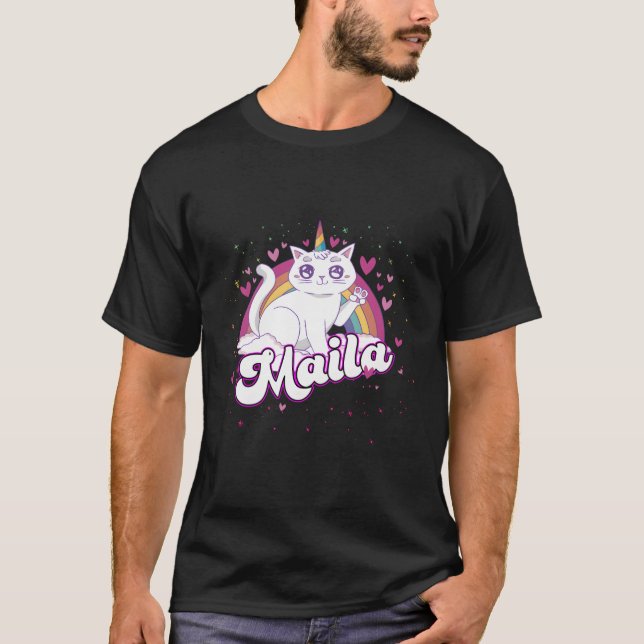 Maila Adorable Name mit schönem Caticorn T-Shirt (Vorderseite)