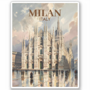 Mailand Dom von Mailand Vintage Reise Aquarell Aufkleber