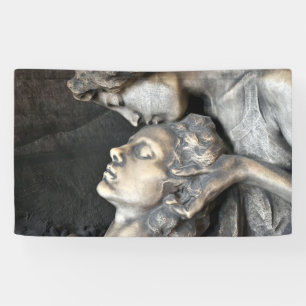 Mailand Friedhof Statue Banner