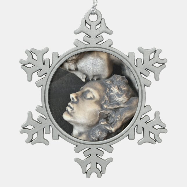 Mailand Friedhof Statue Schneeflocken Zinn-Ornament (Vorderseite)