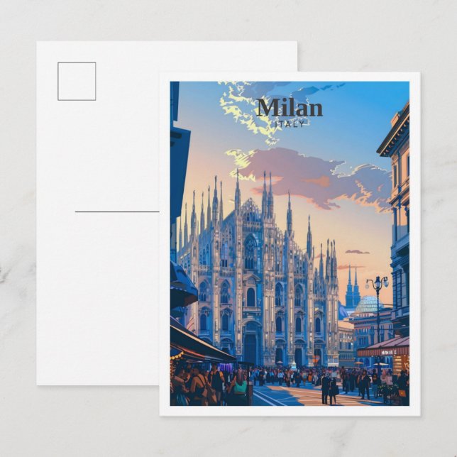 Mailand Italien Art Vintage Postkarte (Vorne/Hinten)