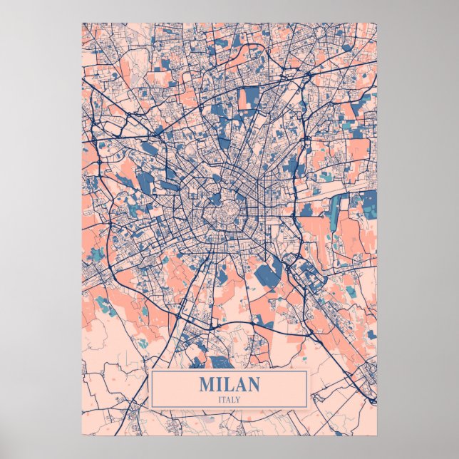 Mailand - Italien Breezy City Map Poster (Vorne)