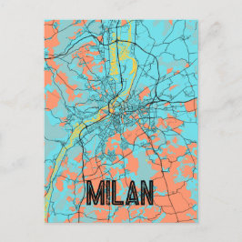 Mailand Italien Europa Stadtkarte Aquamarin Postka Postkarte
