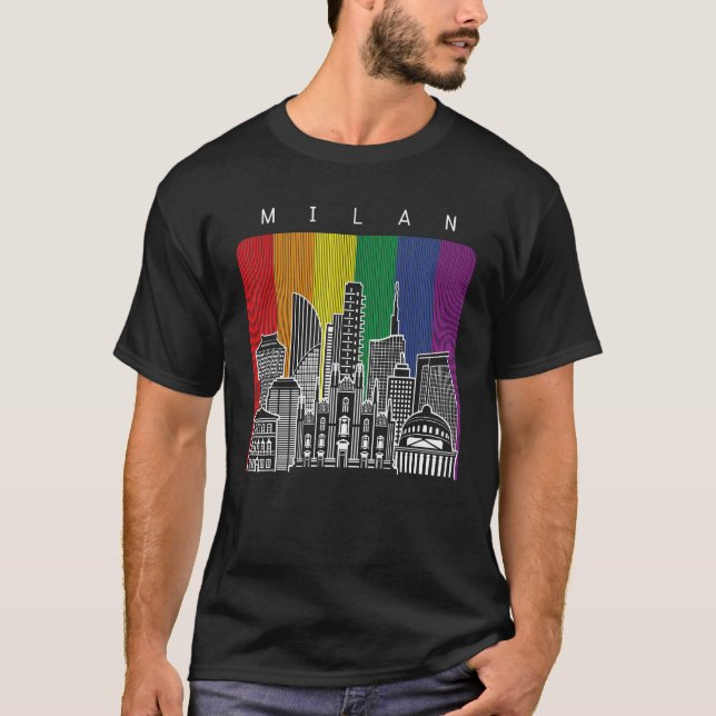Mailand Italien Gay Pride Regenbogenflagge T-Shirt (Vorderseite)