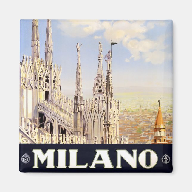 Mailand Italien Jahrgang Reise Magnet (Vorne)