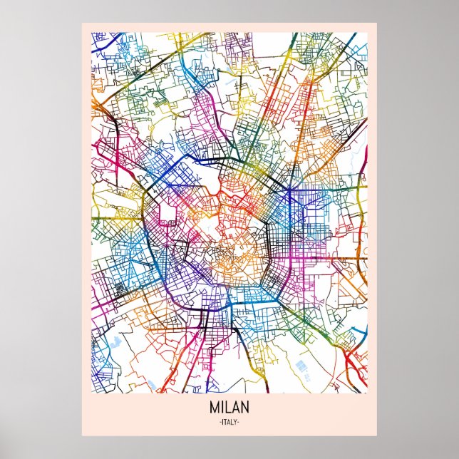Mailand Italien Karte Poster (Vorne)