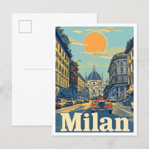 Mailand Italien Kunst Vintage Reise Illustration Postkarte
