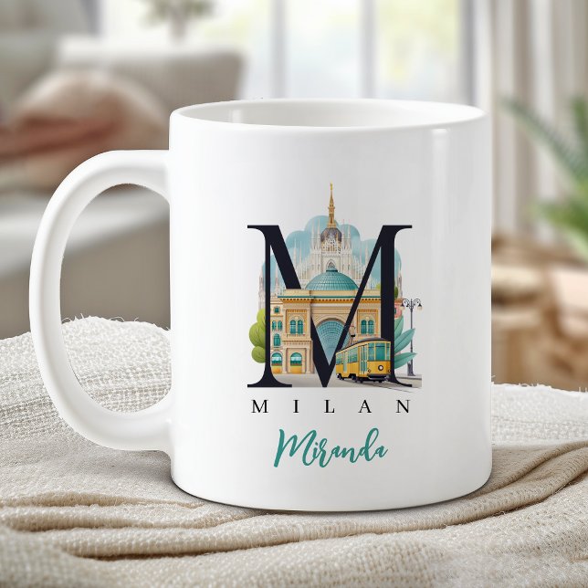 Mailand Italien Monogramm Buchstabe M Personalisie Kaffeetasse (Milan Italy Monogram Letter M Personalized Gift Coffee Mug)