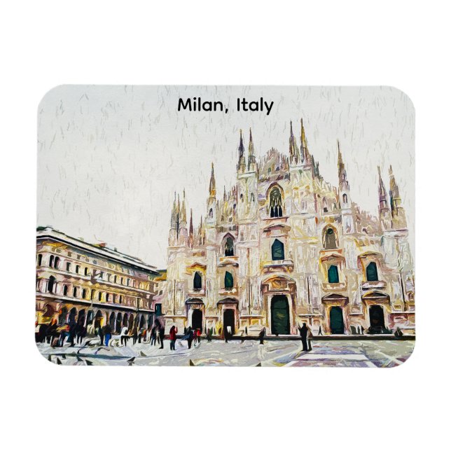 Mailand Italien Ölmalerei-Illustration Magnet (Horizontal)
