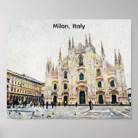 Mailand Italien Ölmalerei-Illustration