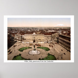 Mailand Italien Panorama, Druck aus dem 19. Jahrhu Poster