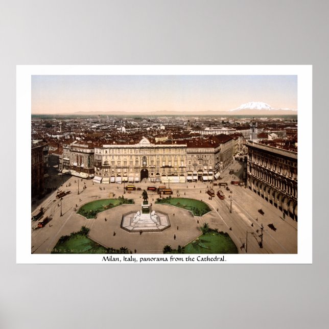 Mailand Italien Panorama, Druck aus dem 19. Jahrhu Poster (Vorne)