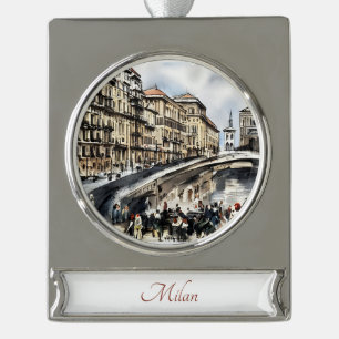 Mailand, Italien Reisen Kunst, Dichtung und Musik Banner-Ornament Silber