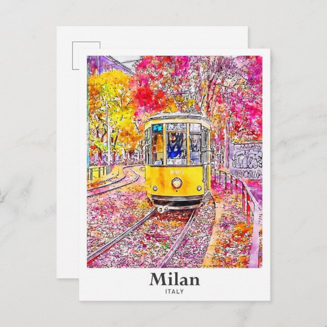 Mailand Italien Reisen Wasserfarben Hand gezogen Postkarte (Vorne/Hinten)