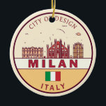 Mailand Italien Skyline Emblem Keramik Ornament<br><div class="desc">Mailand minimalistisches,  farbenfrohes Kunstdesign mit Denkmälern und Sehenswürdigkeiten der Stadt in Italien.</div>
