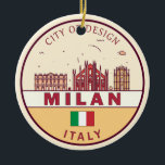 Mailand Italien Skyline Emblem Keramik Ornament<br><div class="desc">Mailand minimalistisches,  farbenfrohes Kunstdesign mit Denkmälern und Sehenswürdigkeiten der Stadt in Italien.</div>