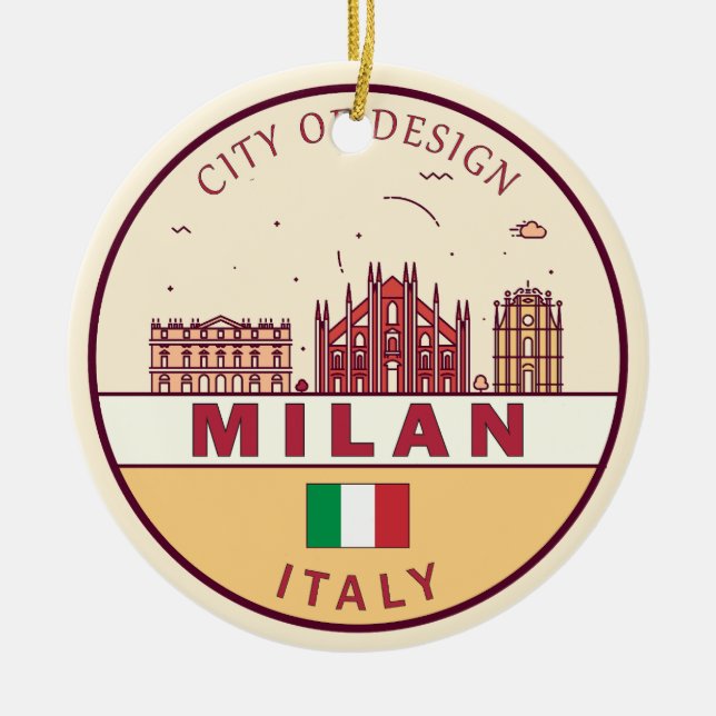 Mailand Italien Skyline Emblem Keramik Ornament (Vorne)