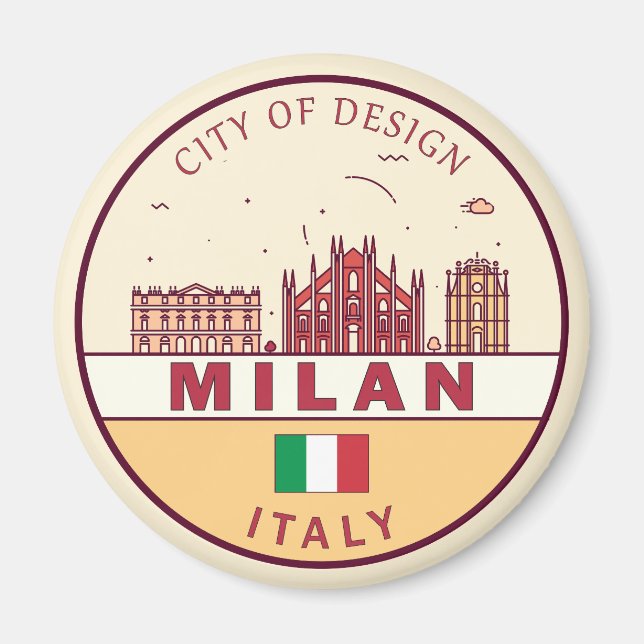 Mailand Italien Skyline Emblem Magnet (Vorne)