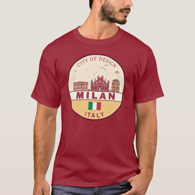 Mailand Italien Skyline Emblem T-Shirt (Vorderseite)