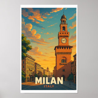 Mailand Italien Vintage Reiseposter Castello Poster
