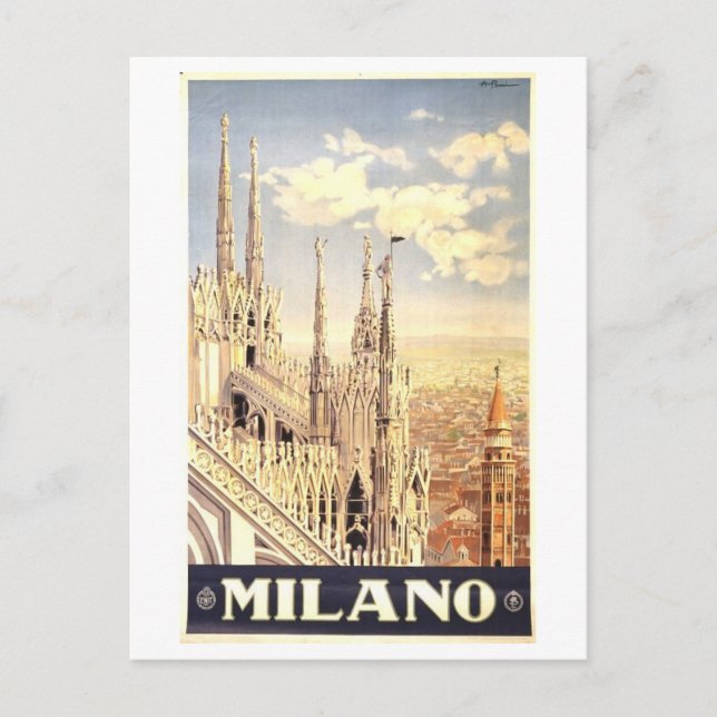 Mailand Italien Vintage Travel Poster Postkarte (Vorderseite)