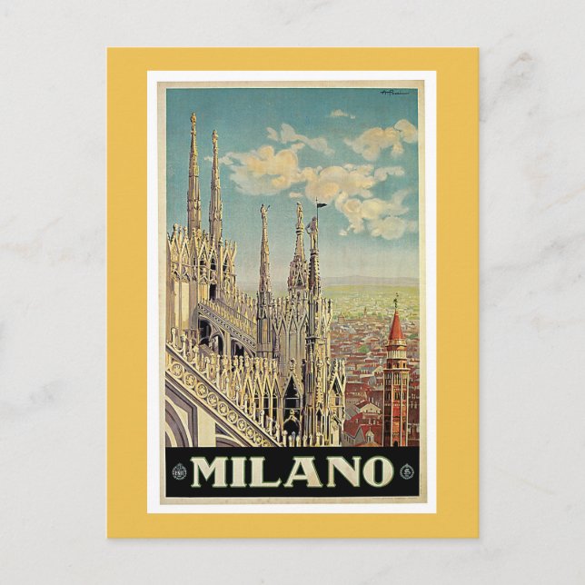 Mailand Italien Vintage Travel Poster Postkarte (Vorderseite)