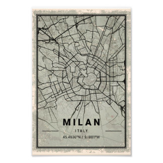 Mailand italy map print poster canvas
