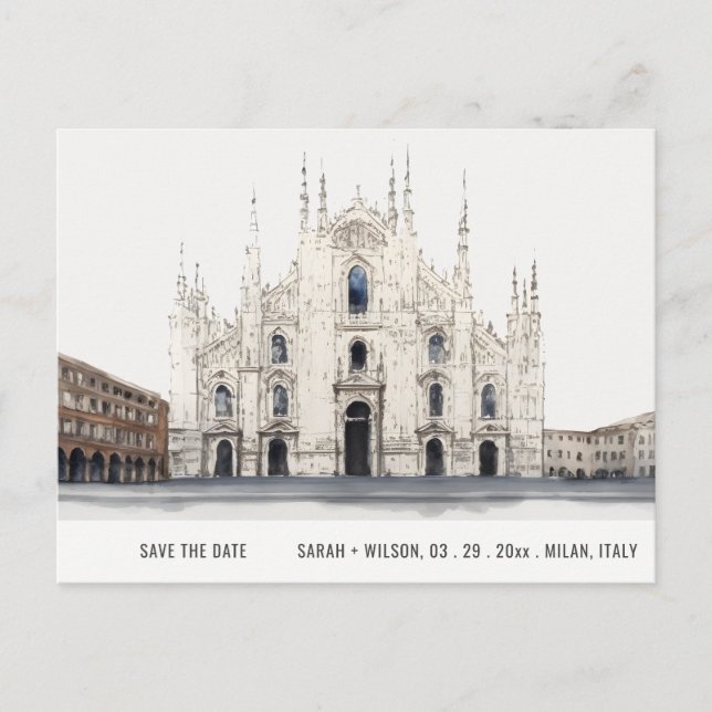 Mailand Kathedrale Italien Wasserfarbe Save the Da Postkarte (Vorderseite)