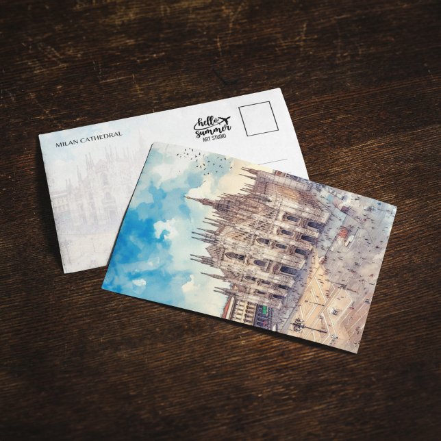 Mailand Kathedrale Italien Wasserfarben Postkarte (Von Creator hochgeladen)